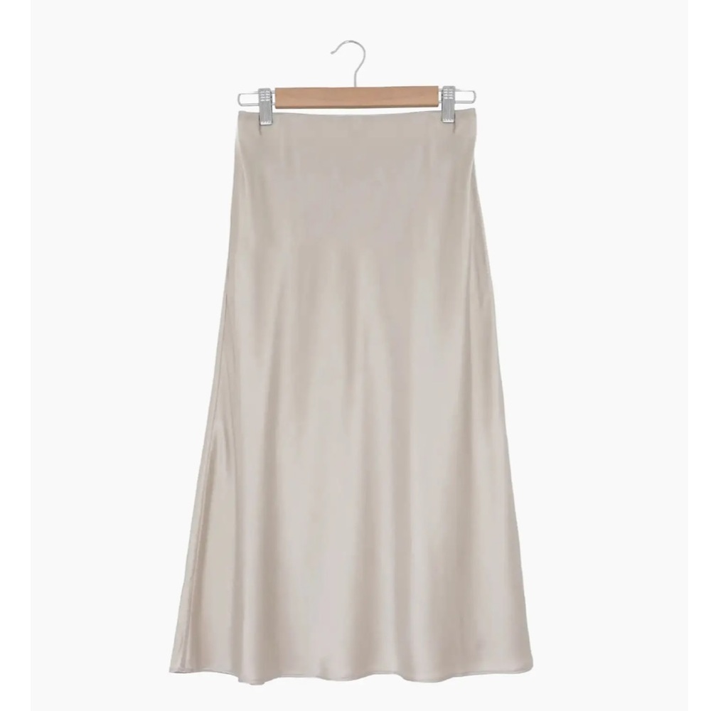 Quince washable silk skirt champagne XS